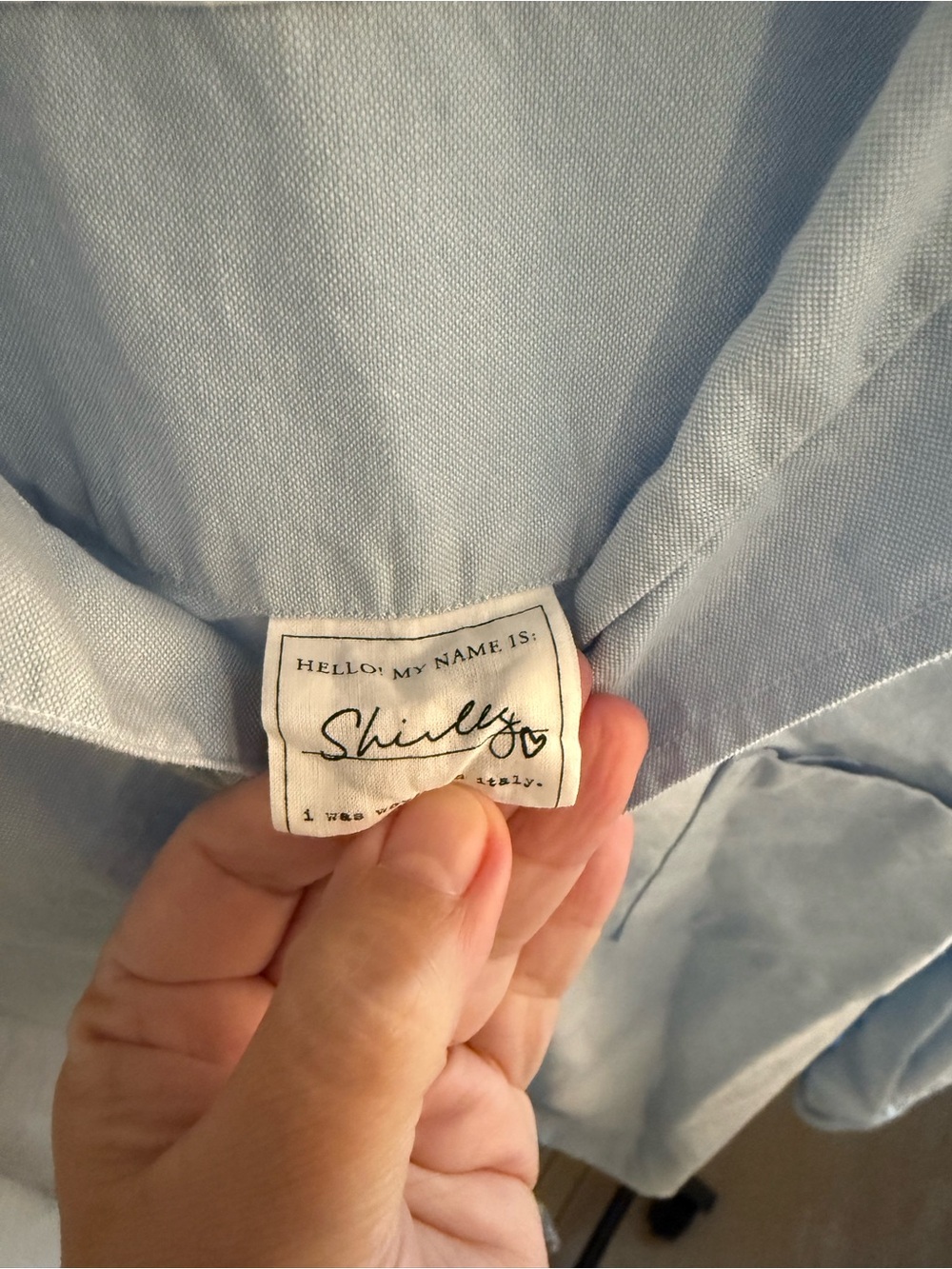 Frank & Eileen Pale Blue Button-Down Shirt with Name Tag Detail